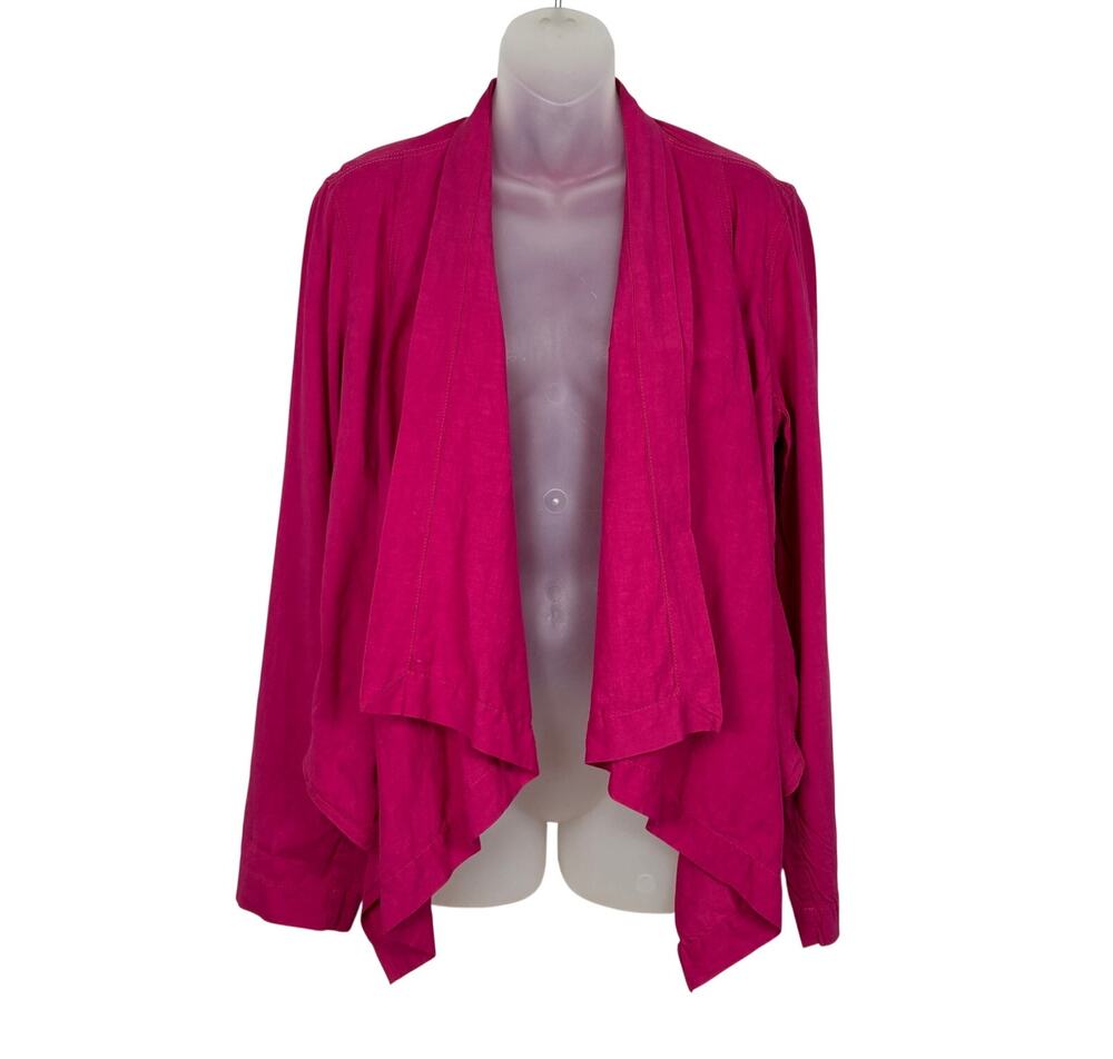 Eileen Fisher Cascading Linen Viscose Stretch Jacket Cardigan in Rhubarb L NWT